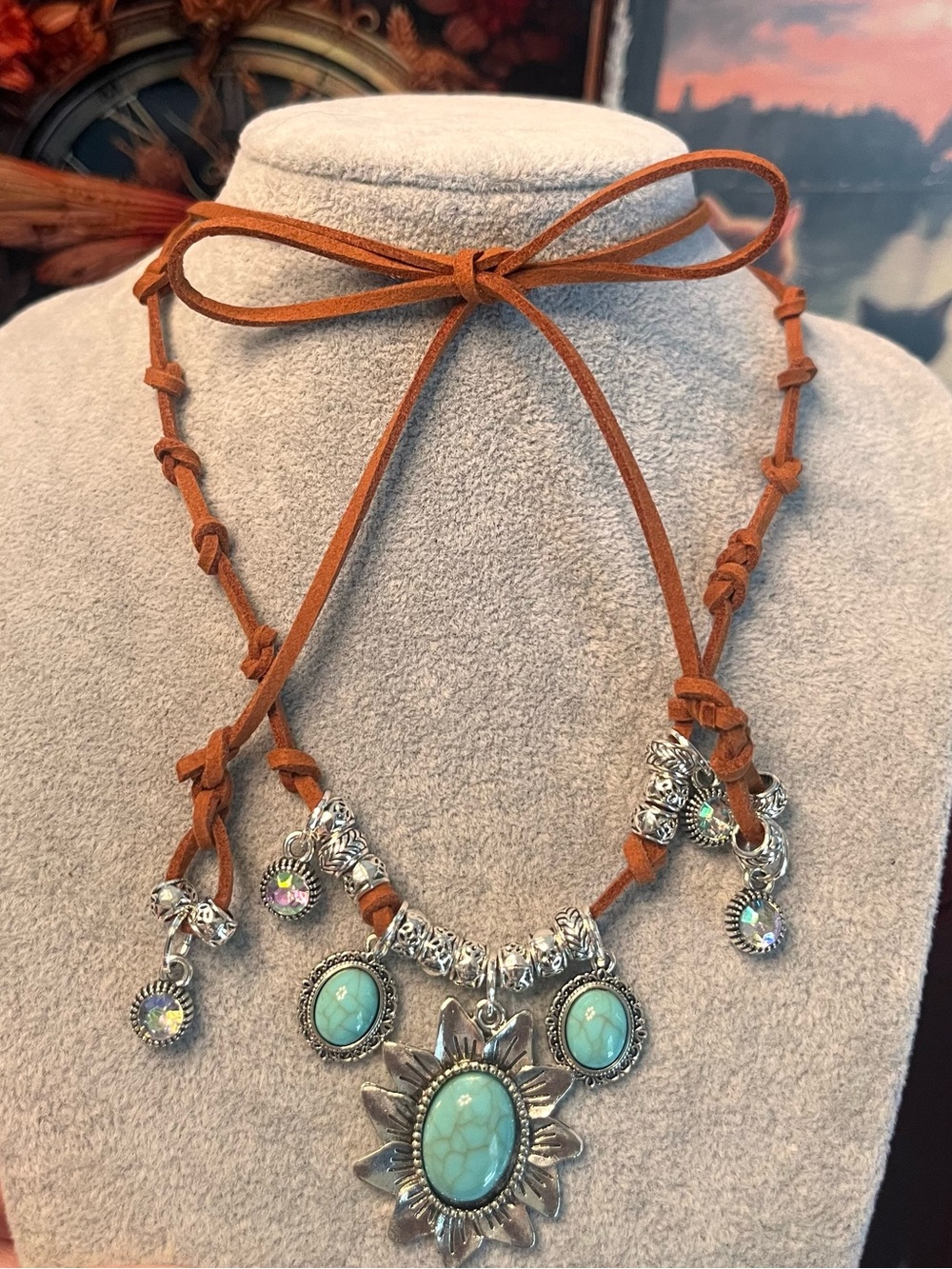 Bohemian Suede Corded “Desert Moon” Handmade Necklace